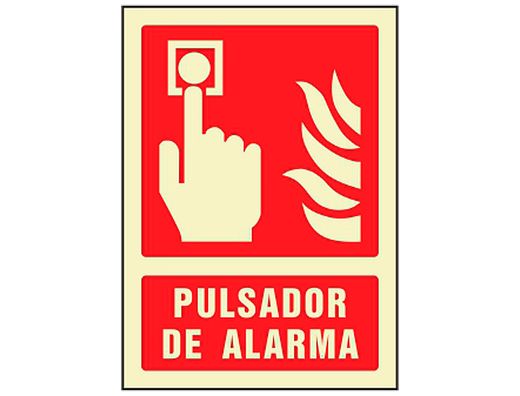 Pictograma Syssa Señal de Pulsador de Alarma en Pvc Fotoluminiscente 210X297 Mm