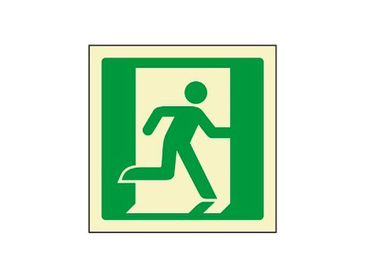 Pictograma Syssa Señal de Salida de Emergencia Derecha en Pvc Fotoluminiscente 224X224 Mm