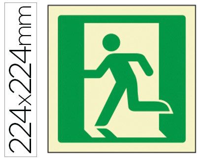 Pictograma Syssa Señal de Salida de Emergencia Izquierda en Pvc Fotoluminiscente 224X224 Mm