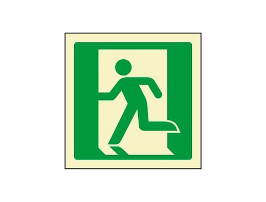 Pictograma Syssa Señal de Salida de Emergencia Izquierda en Pvc Fotoluminiscente 224X224 Mm