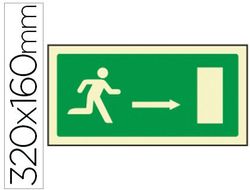 Pictograma Syssa Señal de Salida Emergencia Flecha Derecha en Pvc Fotoluminiscente 320X160 Mm