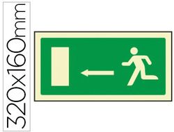 Pictograma Syssa Señal de Salida Emergencia Flecha Izquierda en Pvc Fotoluminiscente 320X160 Mm