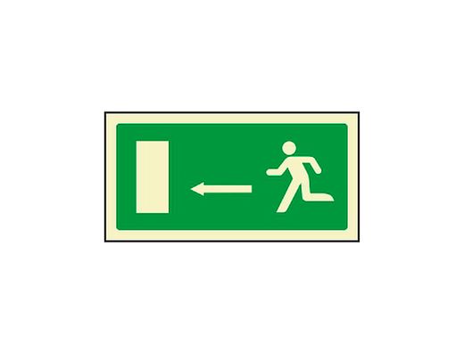 Pictograma Syssa Señal de Salida Emergencia Flecha Izquierda en Pvc Fotoluminiscente 320X160 Mm