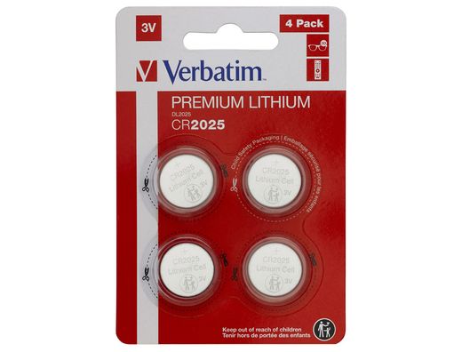 Pila boton verbatim 3v cr2025 blister de 4 unidades