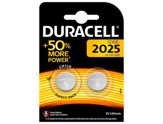 Pila duracell alcalina boton cr2025 blister 2 unidades