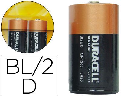Pila duracell alcalina plus D blister con 2 pilas
