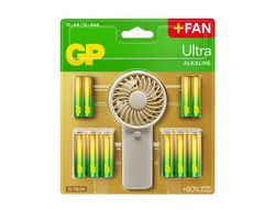 Pila gp ultra alcalina blister de 12 unidades aa + 12 unidades aaa + ventilador de mano