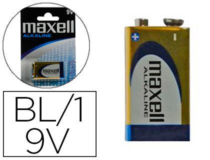 Pila maxell alcalina 9V LR09 blister de 1 unidad