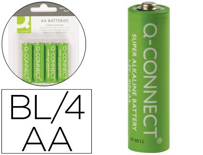 Pila Q-Connect Alcalina AA -Blister con 4 Pilas