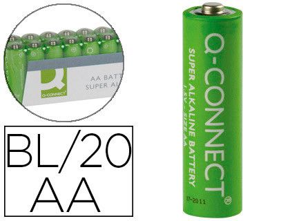 Pila Q-Connect Alcalina AA -Paquete con 20 Pilas