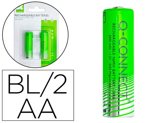 Pila q-connect alcalina aa recargable blister de 2 unidades