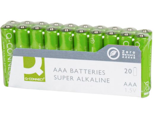Pila Q-Connect Alcalina AAA -Paquete con 20 Pilas