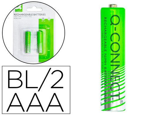 Pila q-connect alcalina aaa recargable blister de 2 unidades