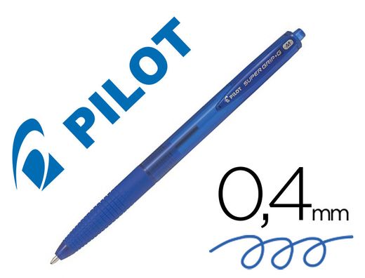 PILOT Bolígrafo retráctil SuperG azul. Diámetro de bola 1mm. BPGG-8R-M-L