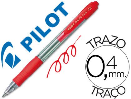 PILOT Boligrafo retractil Supergrip rojo Tinta aceite BPGP-10R-M-R