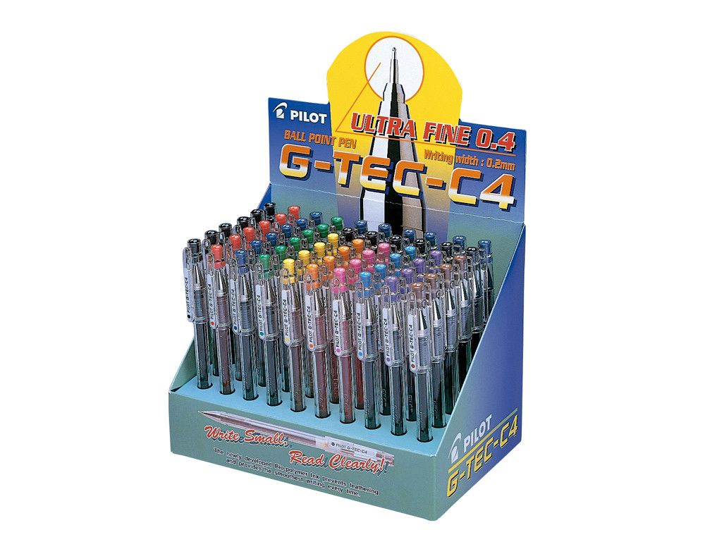 PILOT Expositor de 60 u. Roller G-Tec-C4.Trazo 0,2 mm.Tinta gel.Colores surtidos 4049