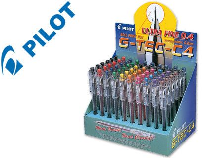 PILOT Expositor de 60 u. Roller G-Tec-C4.Trazo 0,2 mm.Tinta gel.Colores surtidos 4049