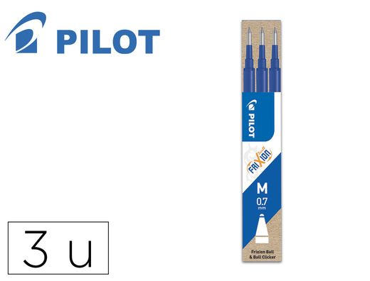 PILOT Recambio boligrafo Frixion Pack 3 Azul BLS-FR7-L-S3