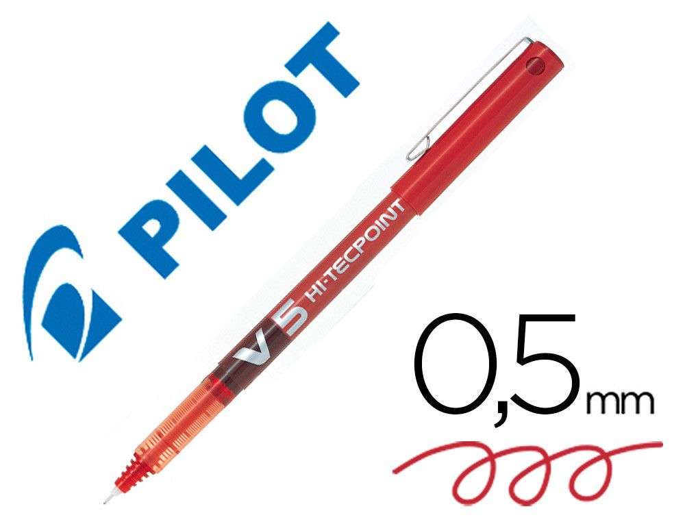 PILOT Roller V5 Rojo Tinta liquida BX-V5-R Diámetro de bola: 0,5 mm