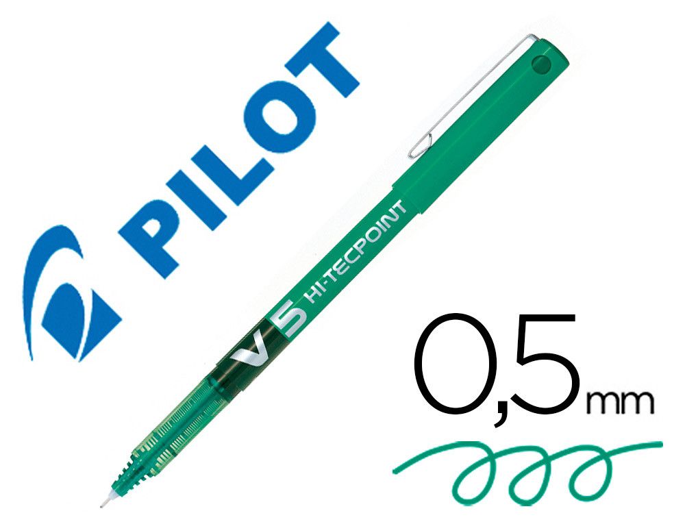 PILOT Roller V5 Verde Tinta liquida BX-V5-G Diámetro de bola: 0,5 mm
