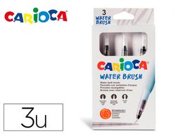 Pincel carioca rellenable agua redondo caja de 3 unidades puntas surtidas