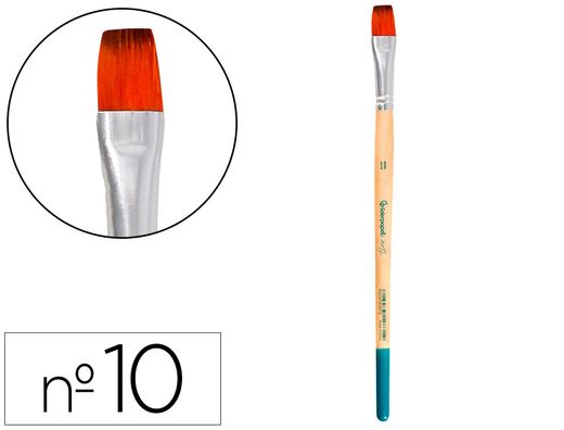 Pincel para pintura acrilica y acuarela liderpapel n 10 punta plana de pelo sintetico certificado fsc