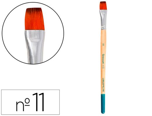 Pincel para pintura acrilica y acuarela liderpapel n 11 punta plana de pelo sintetico certificado fsc
