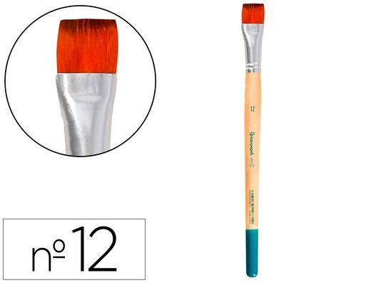 Pincel para pintura acrilica y acuarela liderpapel n 12 punta plana de pelo sintetico certificado fsc
