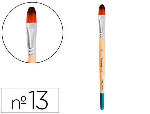 Pincel para pintura acrilica y acuarela liderpapel n 13 punta filbert / lengua gato de pelo sintetico certificado