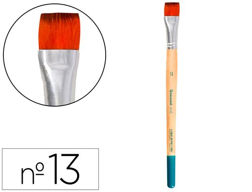 Pincel para pintura acrilica y acuarela liderpapel n 13 punta plana de pelo sintetico certificado fsc