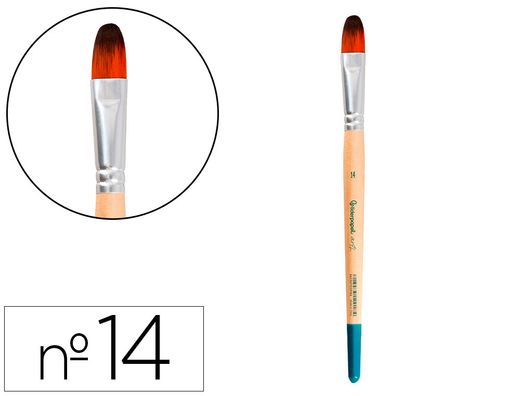 Pincel para pintura acrilica y acuarela liderpapel n 14 punta filbert / lengua gato de pelo sintetico certificado