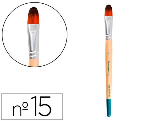 Pincel para pintura acrilica y acuarela liderpapel n 15 punta filbert / lengua gato de pelo sintetico certificado