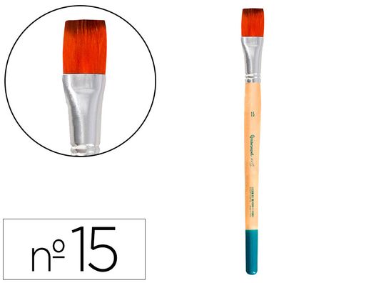 Pincel para pintura acrilica y acuarela liderpapel n 15 punta plana de pelo sintetico certificado fsc