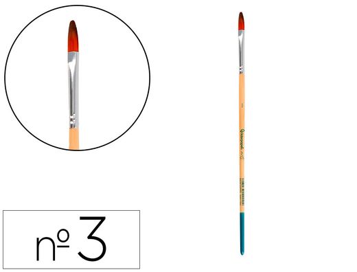 Pincel para pintura acrilica y acuarela liderpapel n 3 punta filbert / lengua gato de pelo sintetico certificado