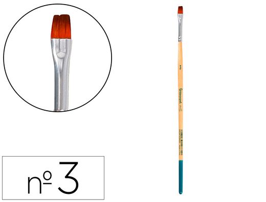 Pincel para pintura acrilica y acuarela liderpapel n 3 punta plana de pelo sintetico certificado fsc