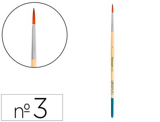 Pincel para pintura acrilica y acuarela liderpapel n 3 punta redonda de pelo sintetico certificado fsc