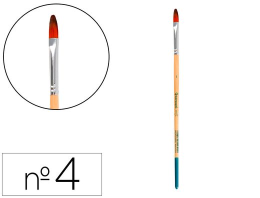 Pincel para pintura acrilica y acuarela liderpapel n 4 punta filbert / lengua gato de pelo sintetico certificado