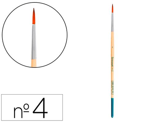 Pincel para pintura acrilica y acuarela liderpapel n 4 punta redonda de pelo sintetico certificado fsc