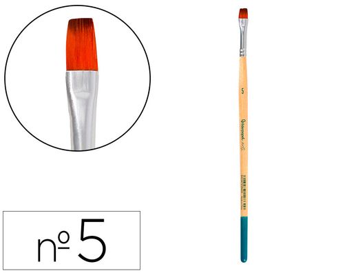 Pincel para pintura acrilica y acuarela liderpapel n 5 punta plana de pelo sintetico certificado fsc