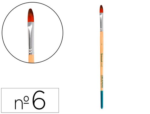 Pincel para pintura acrilica y acuarela liderpapel n 6 punta filbert / lengua gato de pelo sintetico certificado