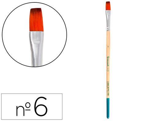 Pincel para pintura acrilica y acuarela liderpapel n 6 punta plana de pelo sintetico certificado fsc