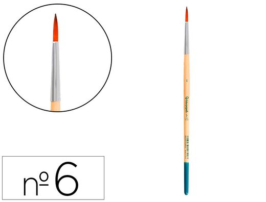 Pincel para pintura acrilica y acuarela liderpapel n 6 punta redonda de pelo sintetico certificado fsc
