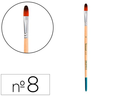 Pincel para pintura acrilica y acuarela liderpapel n 8 punta filbert / lengua gato de pelo sintetico certificado