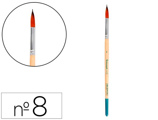 Pincel para pintura acrilica y acuarela liderpapel n 8 punta redonda de pelo sintetico certificado fsc