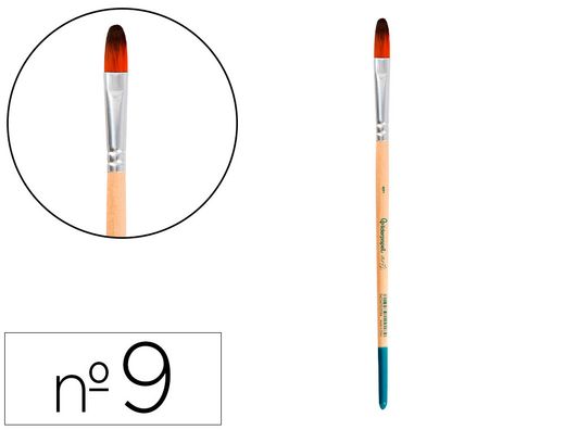 Pincel para pintura acrilica y acuarela liderpapel n 9 punta filbert / lengua gato de pelo sintetico certificado