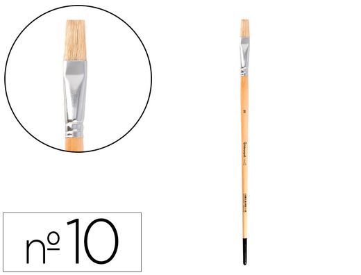 Pincel para pintura al oleo y acrilica liderpapel n 10 punta plana de pelo de cerda certificado fsc