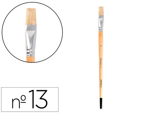 Pincel para pintura al oleo y acrilica liderpapel n 13 punta plana de pelo de cerda certificado fsc