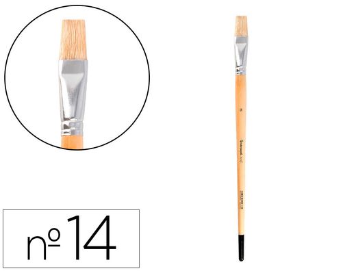 Pincel para pintura al oleo y acrilica liderpapel n 14 punta plana de pelo de cerda certificado fsc