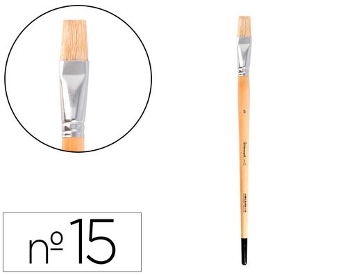 Pincel para pintura al oleo y acrilica liderpapel n 15 punta plana de pelo de cerda certificado fsc