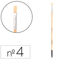 Pincel para pintura al oleo y acrilica liderpapel n 4 punta plana de pelo de cerda certificado fsc